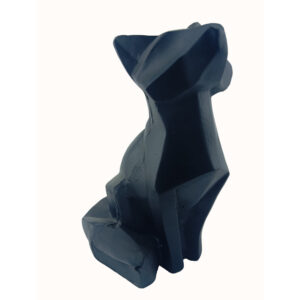 Geometrische sitzende schwarze Fuchs-Figur im Kubismus-Stil – Moderne Skulptur