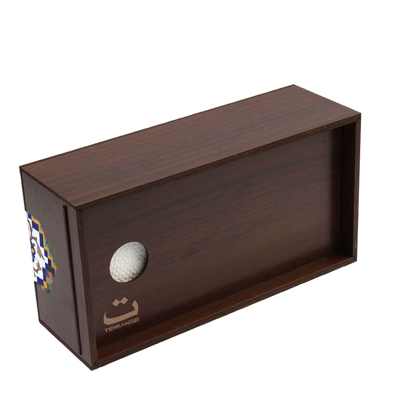 Handgefertigte persische Holz-Taschentuchbox mit geometrischem Design