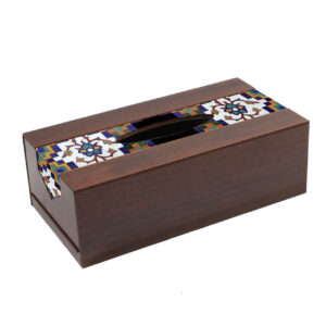 Handgefertigte persische Holz-Taschentuchbox mit geometrischem Design