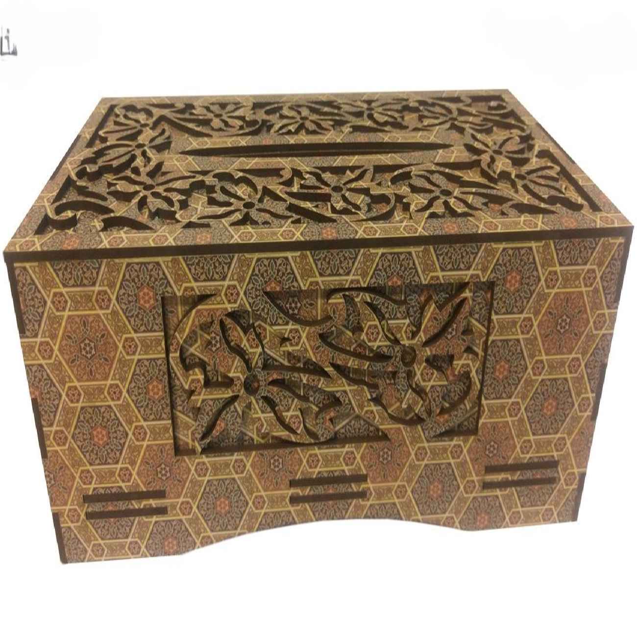 Handgefertigte persische Holz-Taschentuchbox mit Khatamkari-Design