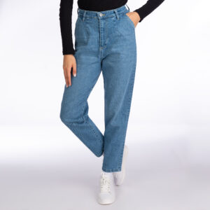 Hoch taillierte gerade blaue Jeans für Frauen, stylisch & bequem