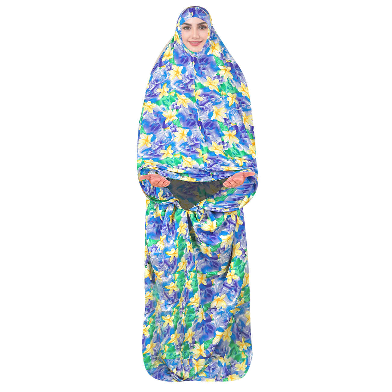 Islamischer Namaz Chador mit Ärmeln für Frauen mit Blumenmuster