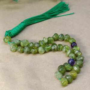 Islamischer Peridot Rosenkranz mit 33 Gebetsperlen Tasbih Misbaha gefertigt