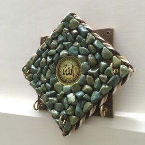 Islamischer Stein-Wand-Schlüsselhalter Organizer mit 3 Haken im Allah Design