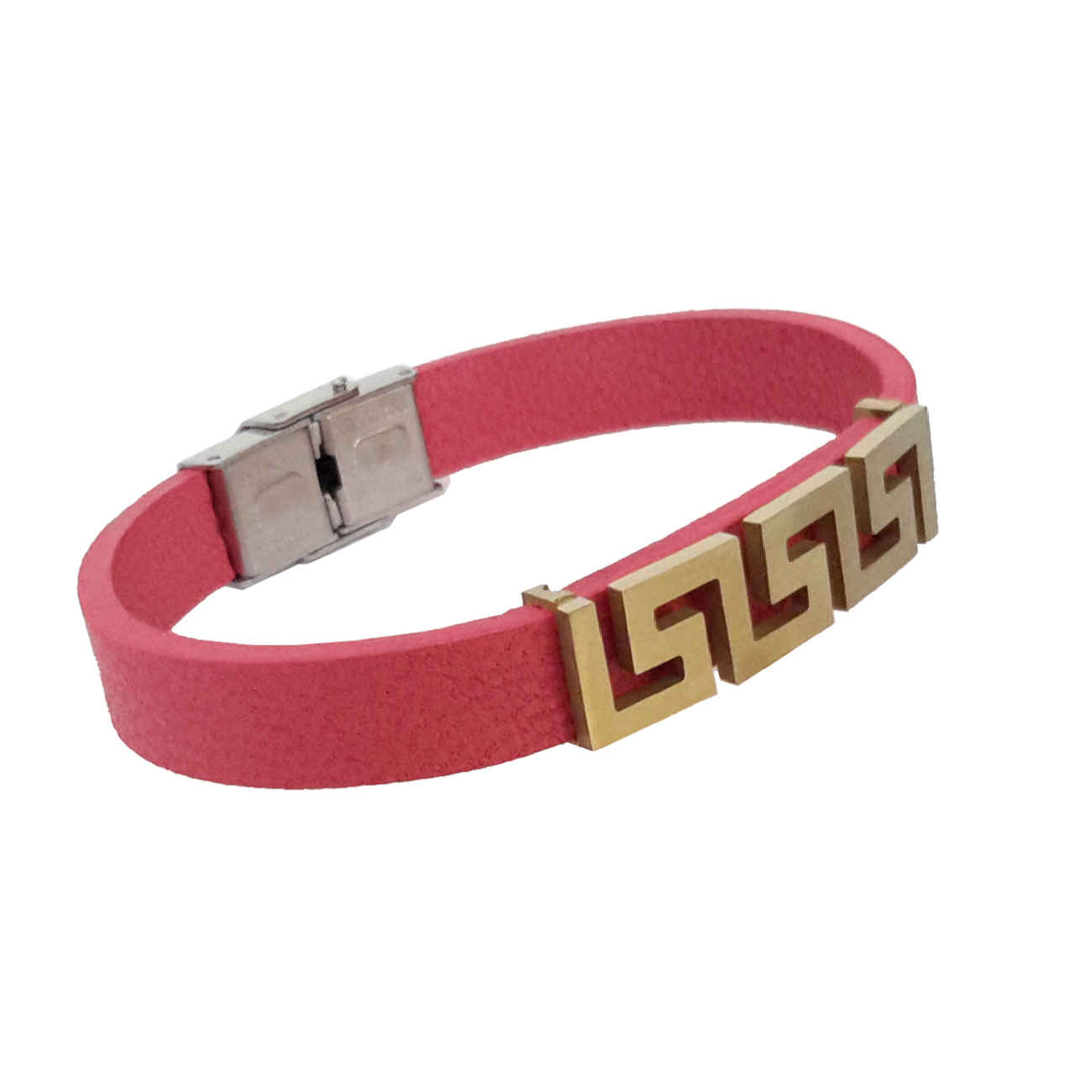 Lederarmband mit geometrischem Design in Rosa