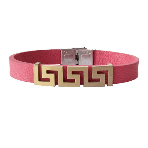 Lederarmband mit geometrischem Design in Rosa