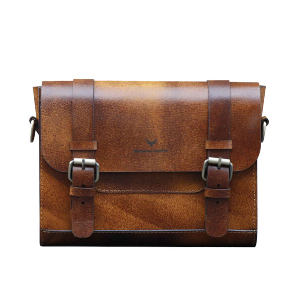 Luxuriöse Handgefertigte Leder Schultertasche - Dunkelbraun