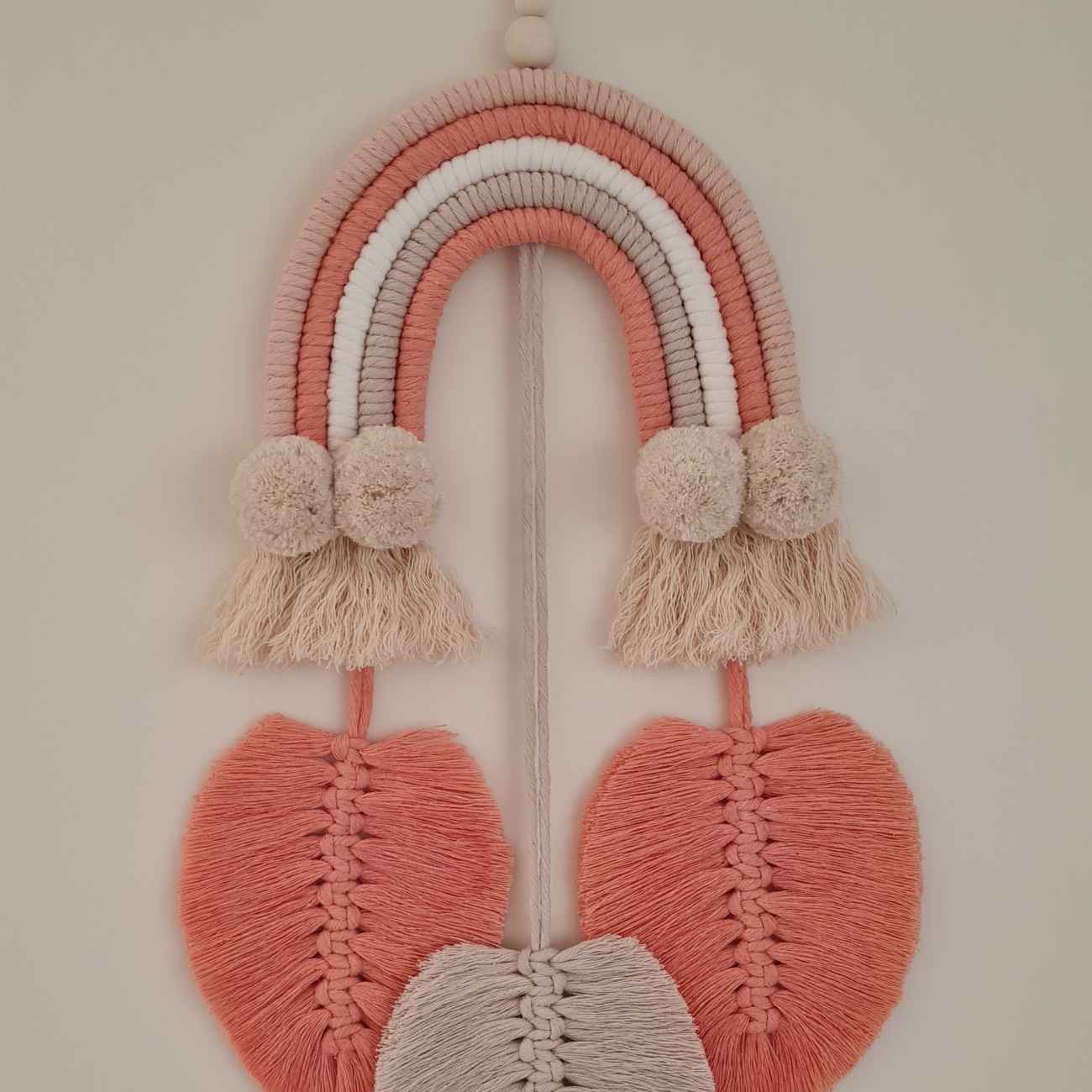Makramee-Wandbehang Wandteppich Kunst mit Regenbogendesign