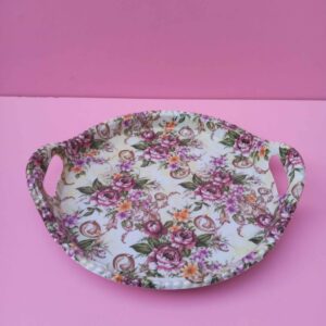 Melamin-Serviertablett, langlebig & leicht, rosa Blumendesign