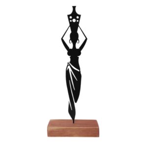 Minimalistische Kunst-Skulptur Metall Afrikanische Frau, die Wasser trägt