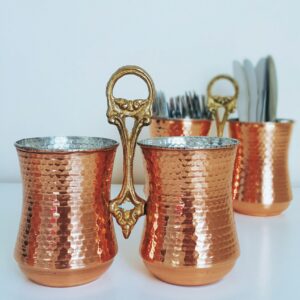 Persischer Kupferbesteckhalter – Traditionelles gehämmertes Küchenzubehör