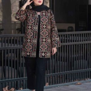 Persischer bestickter Manto mit geometrischem Design für Frauen
