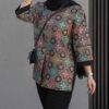Persischer bestickter Manto mit geometrischem Design für Frauen