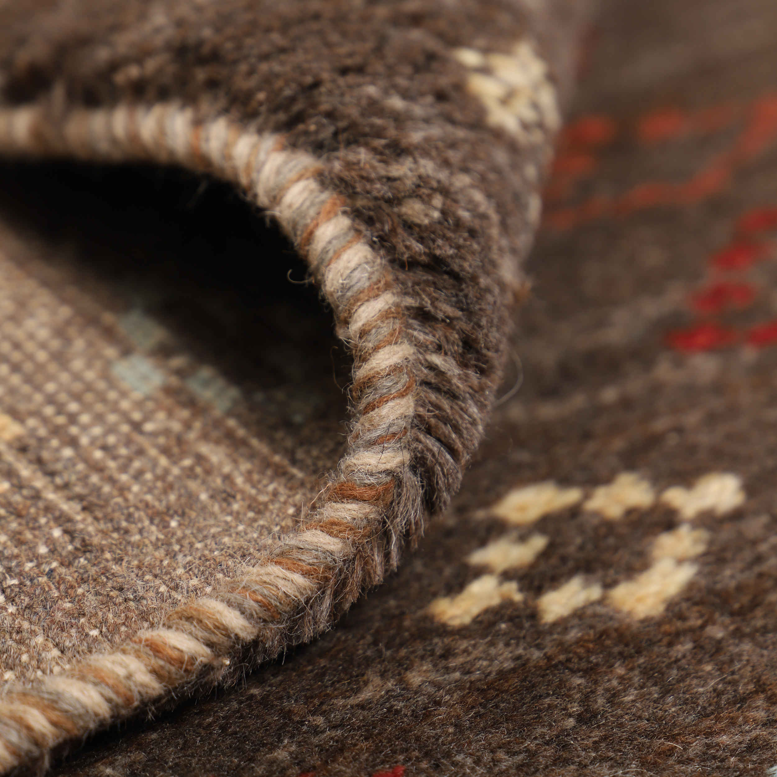 Original persischer Gabbeh-Wollteppich handgewebt in Fars braun floral