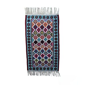 Persischer Kelim Teppich mit Seide original handgewebt Qashqai in Ardabil blau