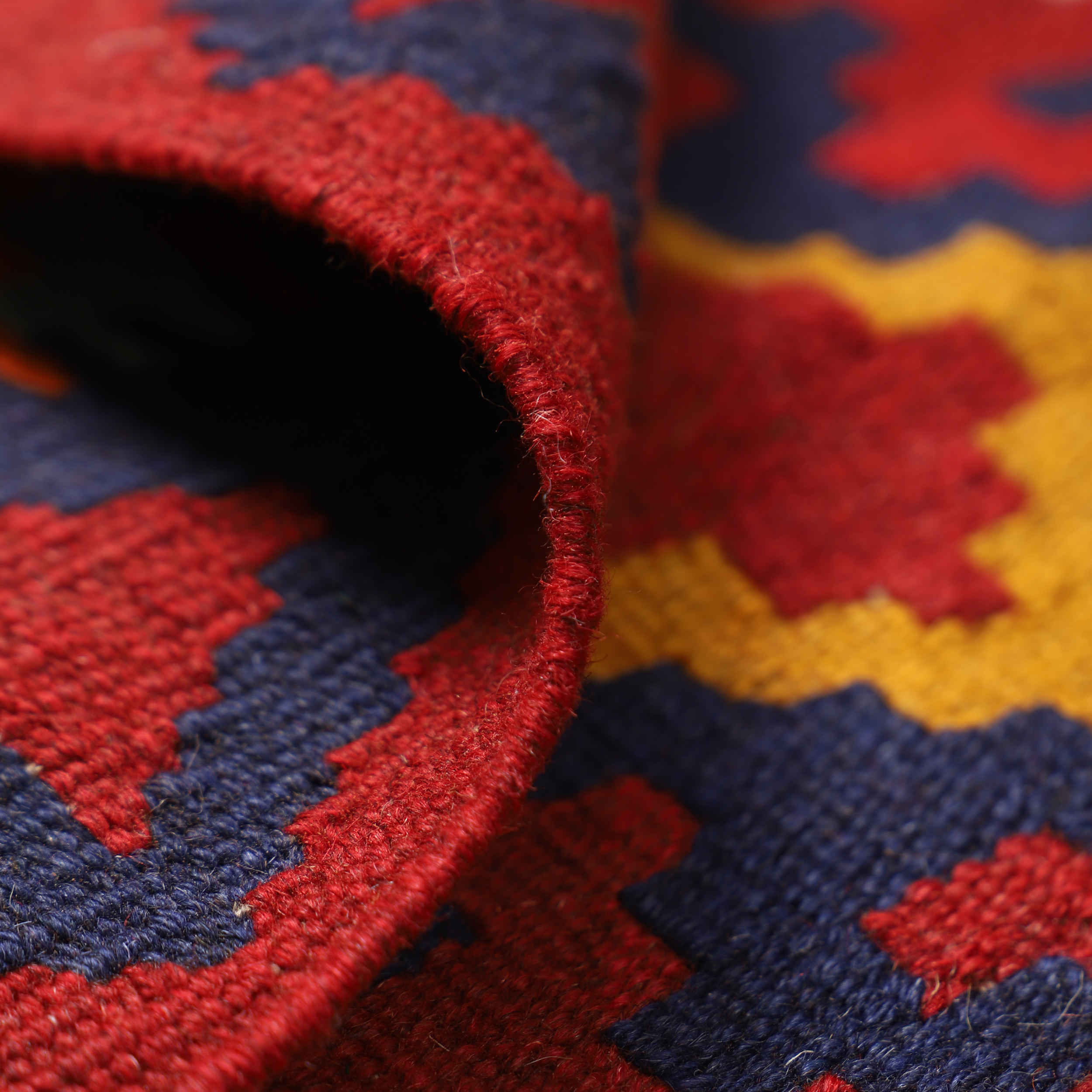 Persischer Kelim Teppich mit Wolle handgewebt in Fars Qashqai rot