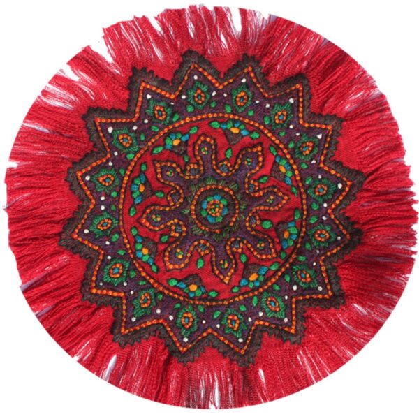 Persische Pateh Tischdecke in Kerman Stickkunst Handgefertigtes Floral Rot