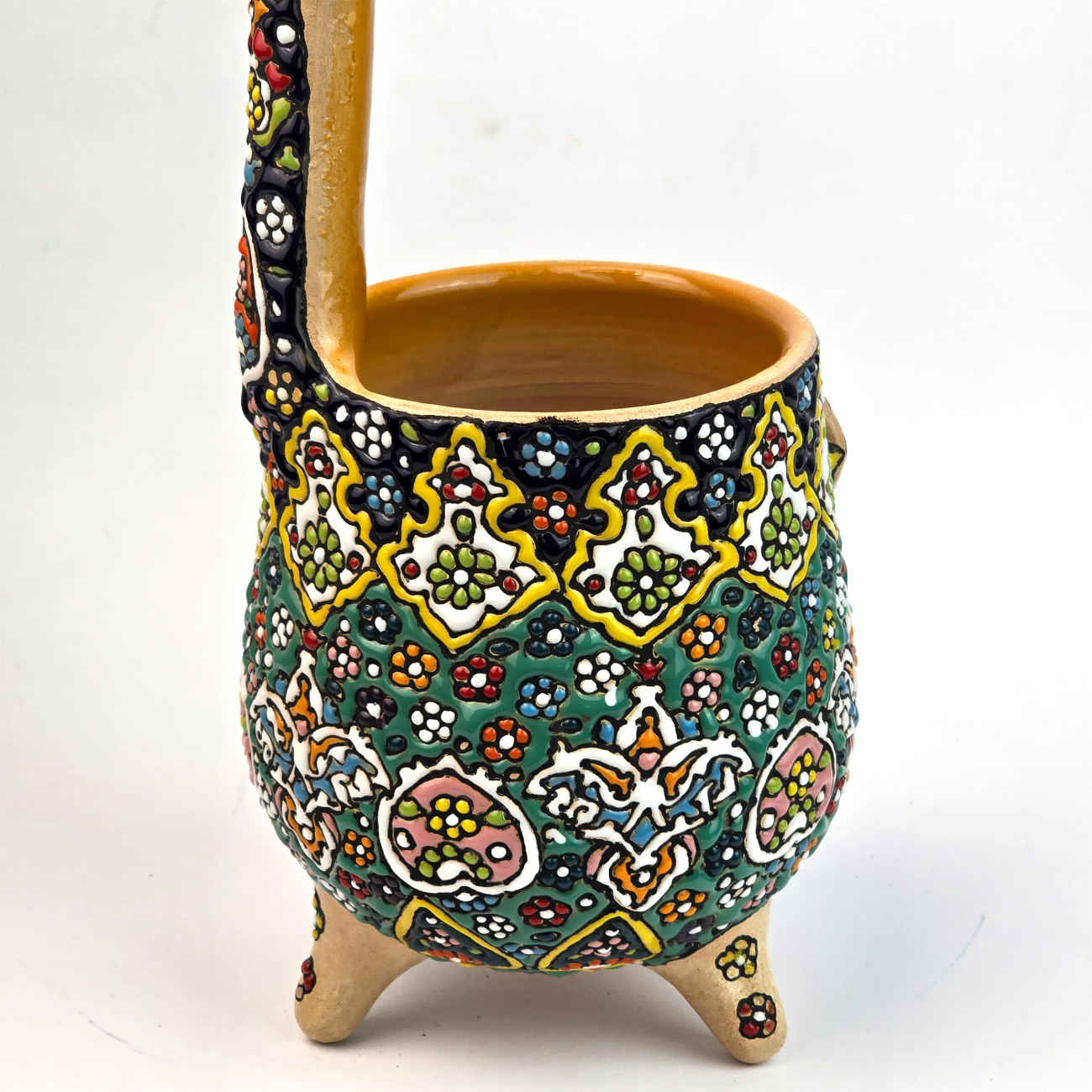 Persische Töpfer-Zuckerschale Minakari emailliert mit Hirsch-Design