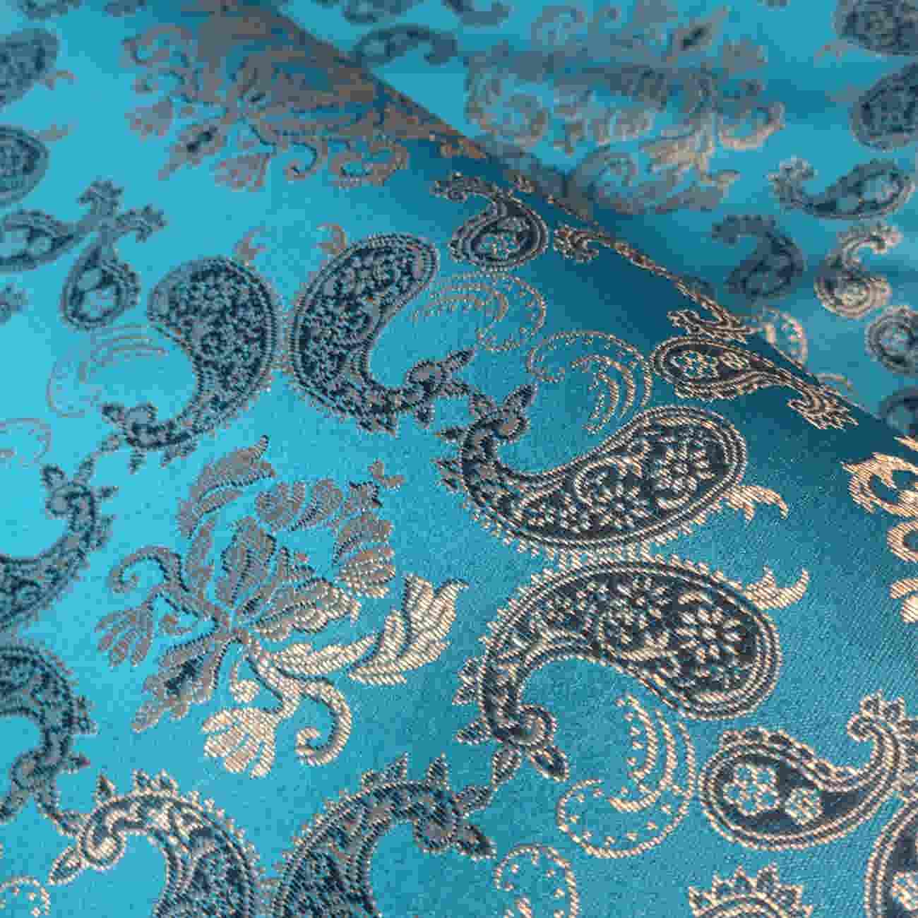 Persischer Termeh-Stoff im Paisley-Design Türkis