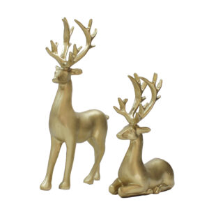 Set aus 2 dekorativen Hirsch-Figuren – Kunstvolle Skulpturen für Heimdekoration