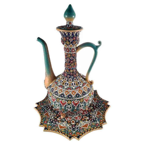 Set aus persischem Töpfer-Rosewater-Sprenger & Teller