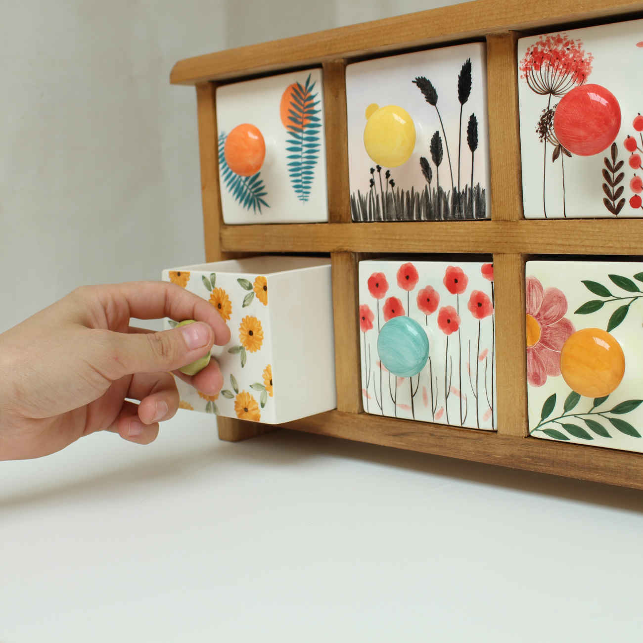 Holz-Teebeutelhalter mit Schubladen – Aufbewahrungsbox für Teebeutel