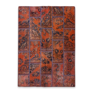 Vintage persischer handgeknüpfter Patchwork-Teppich kastanienbraun