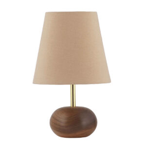 Holz-Akzent Tischlampe mit Stoff-Lampenschirm in Creme