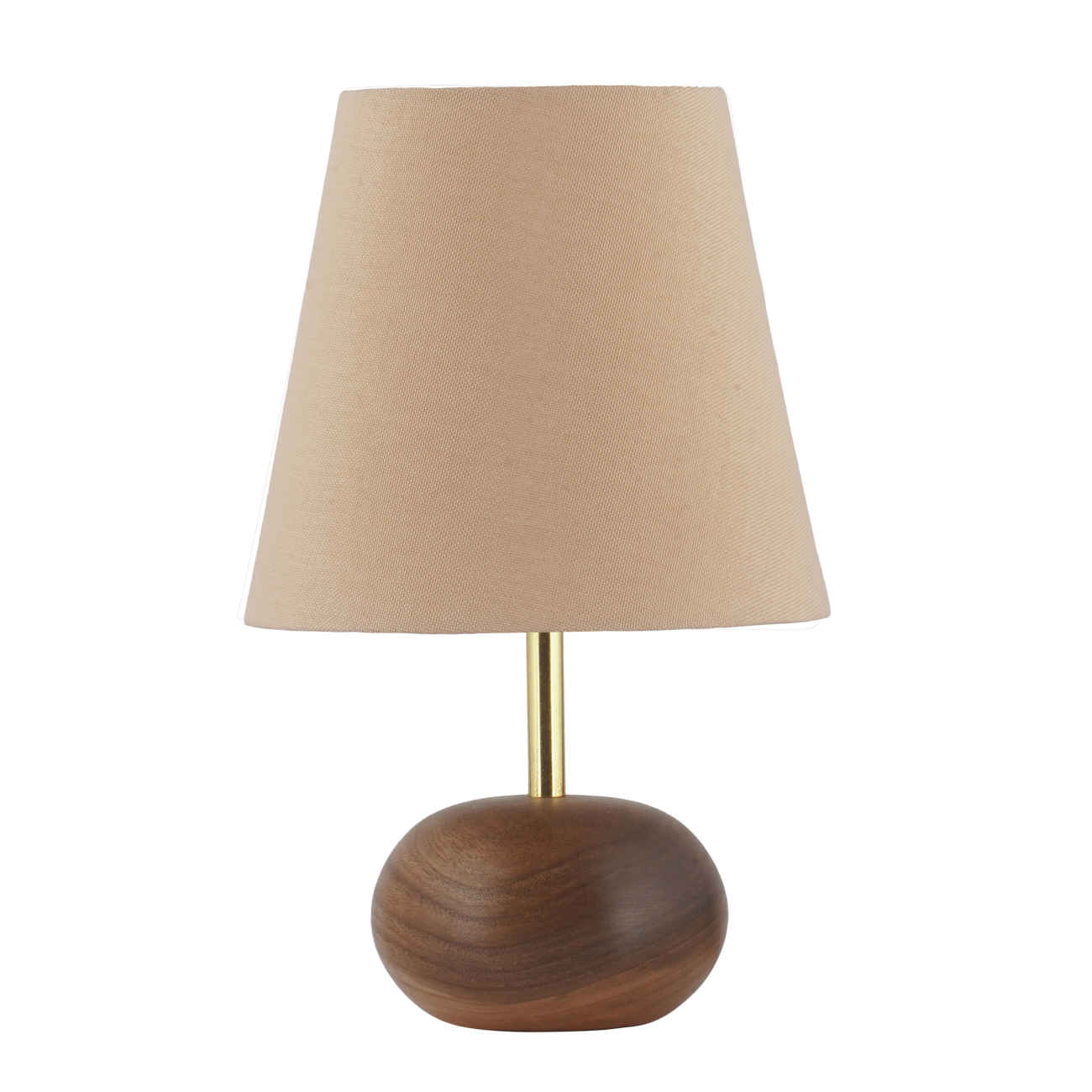 Holz-Akzent Tischlampe mit Stoff-Lampenschirm in Creme