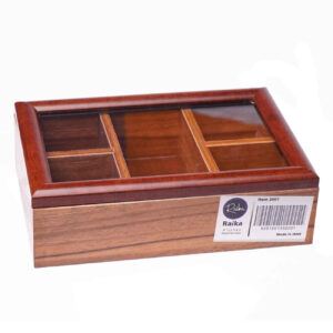 Holz-Teebeutel-Box mit klassischem Design
