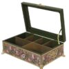 Holz-Teebeutel-Aufbewahrungsbox mit Blumenmuster