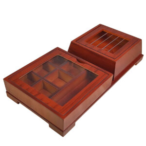 Holz-Teebeutel-Organizer-Box mit Wärmer