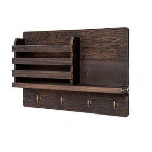 Holz-Wand-Schlüsselhalter mit Box & 4 Haken