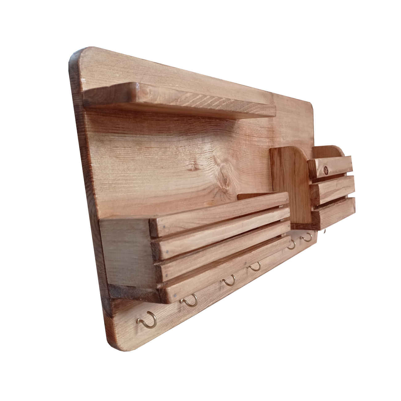 Holz-Schlüsselbrett mit Aufbewahrungsbox und 7 Haken