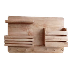 Holz-Wand-Schlüsselhalter mit Box & 7 Haken
