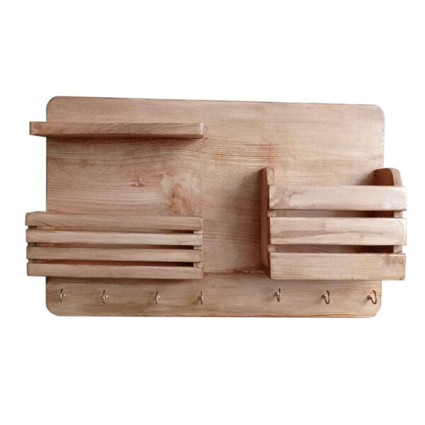 Holz-Schlüsselbrett mit Aufbewahrungsbox und 7 Haken