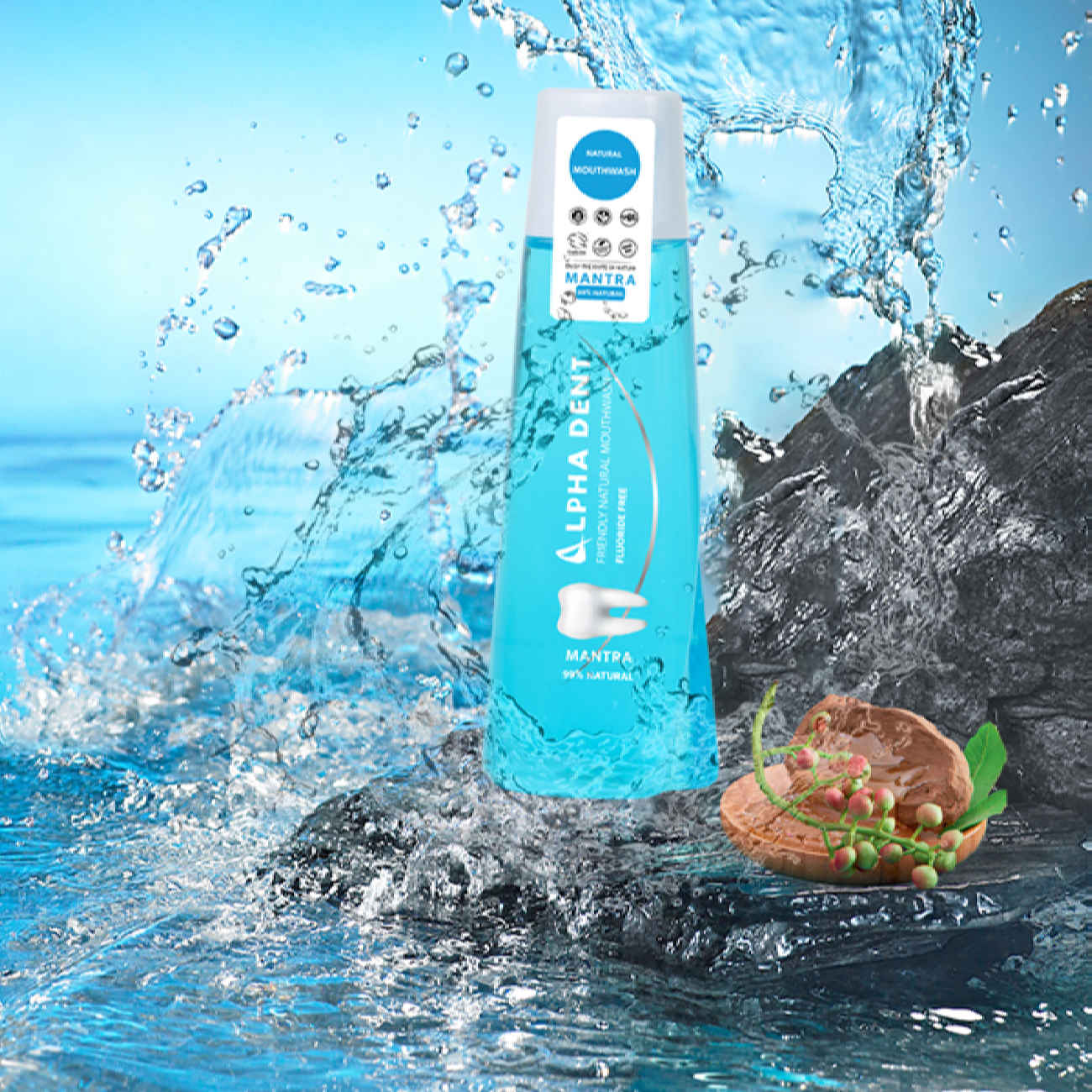 AlphaDent Natürliche Mundspülung ohne Alkohol & Fluorid – Mantra (x2)