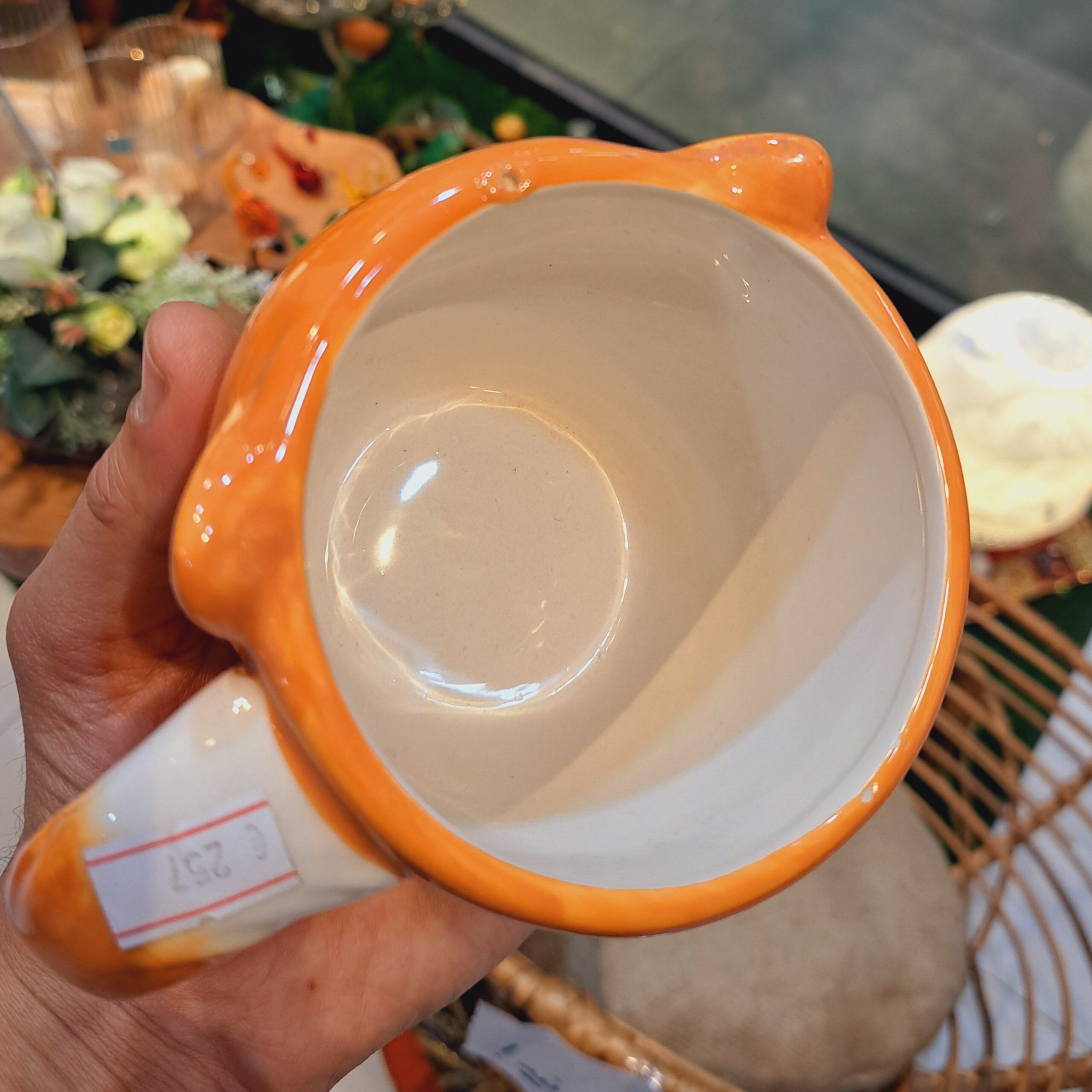Künstlerische Keramiktasse – Tierdesign, Orange Edition