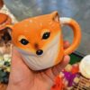 Künstlerische Keramiktasse - Tierdesign, Orange Edition