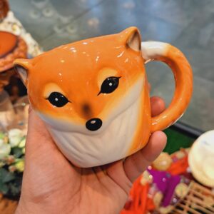Künstlerische Keramiktasse – Tierdesign, Orange Edition
