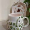 Künstlerische handgefertigte Keramiktasse - Hirsch-Design