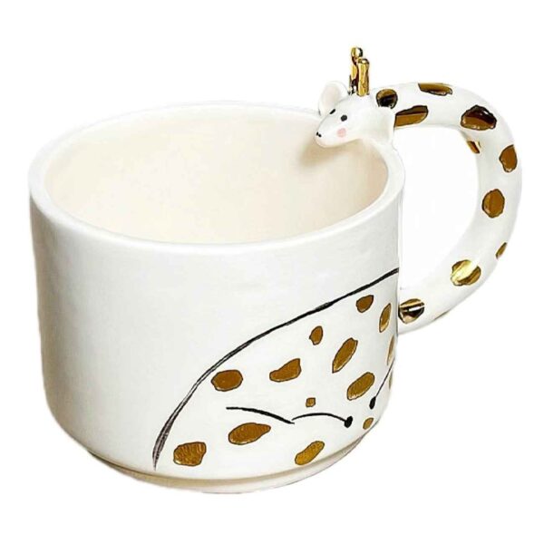 Künstlerische handgefertigte Keramiktasse - Giraffen-Design