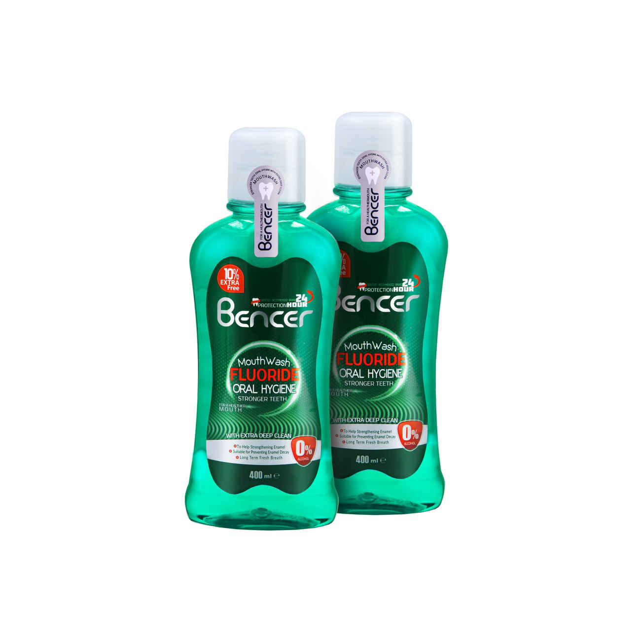 Bencer Fluoridfreie Mundspülung ohne Alkohol - 400 ml (Packung mit 2)
