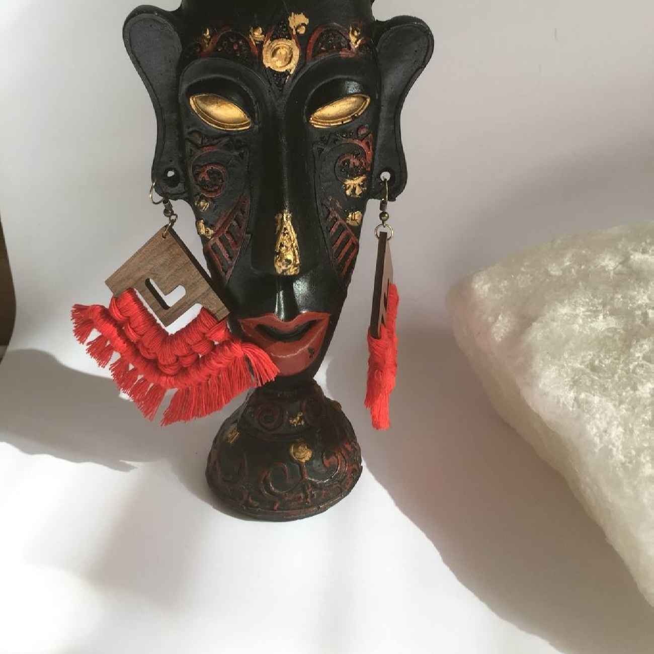 Bohemian Macrame Quasten Ohrringe in Orange