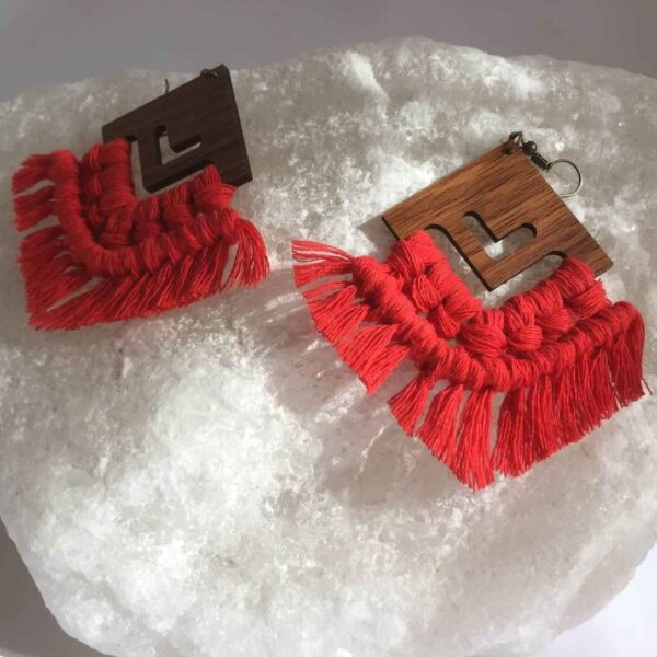 Bohemian Macrame Quasten Ohrringe in Orange