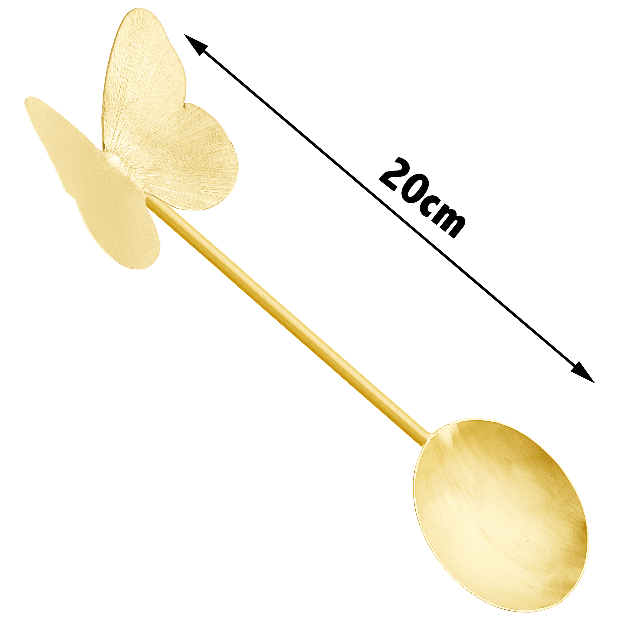 Messing Nussservierlöffel mit Schmetterlings-Design in Gold