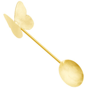 Messing Nussservierlöffel mit Schmetterlings-Design in Gold