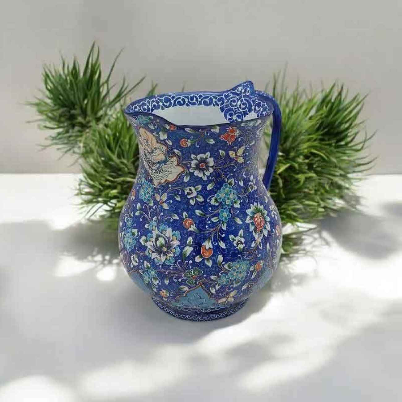 Dekorativer Kupferkrug Handgefertigt mit Persischer Minakari-Emaille