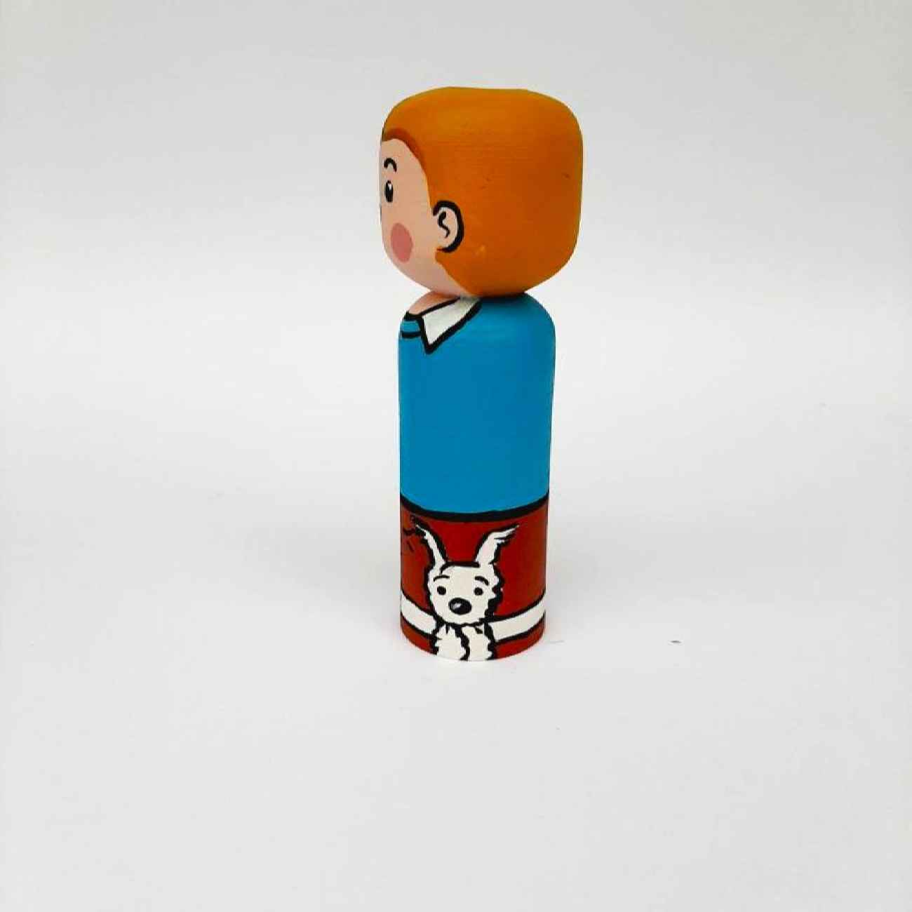Dekorative Holz-Peg-Puppe: Tintin & Snowy Modell