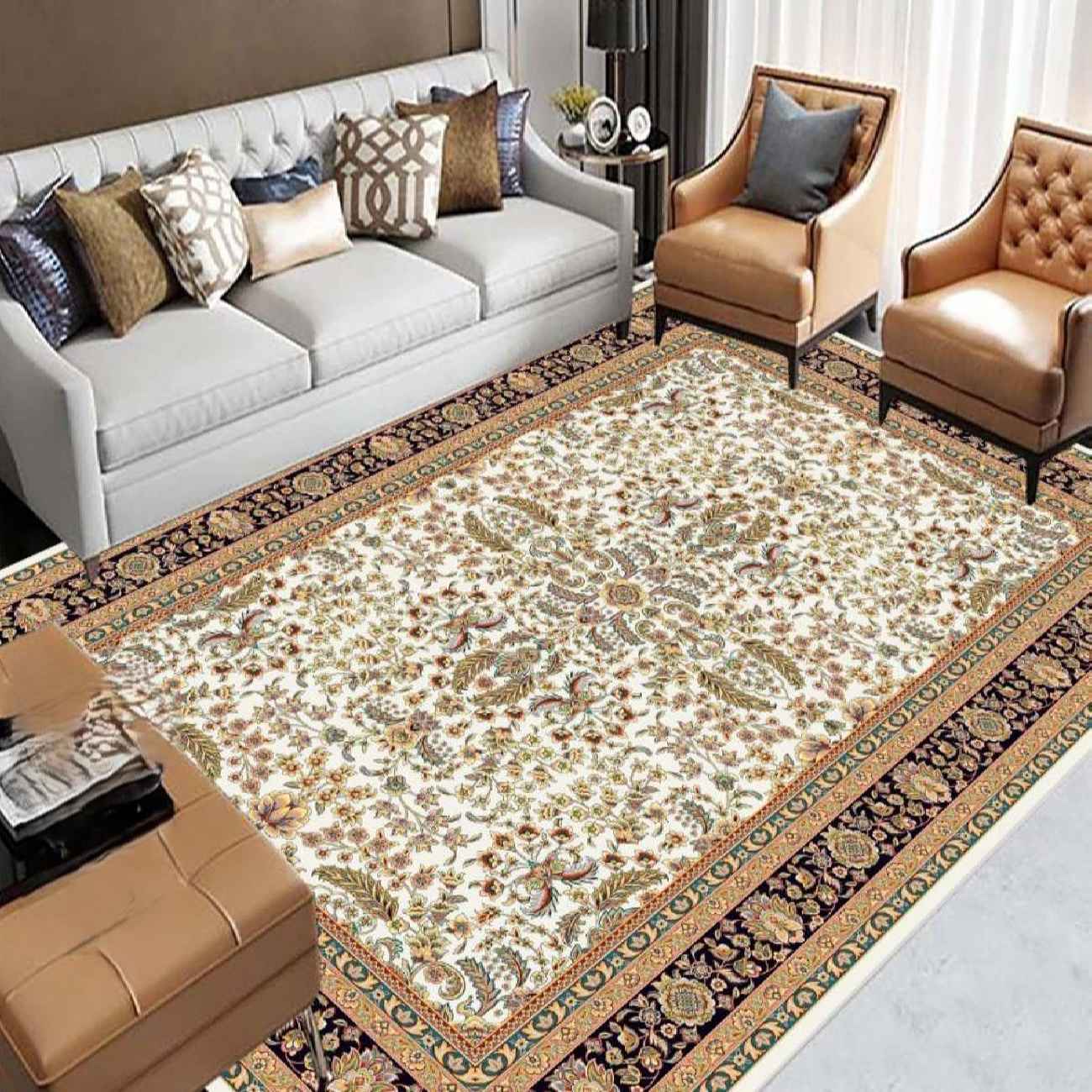 Elegante Persische Stil Indoor-Bodenmatte Chic mit Blumenmuster